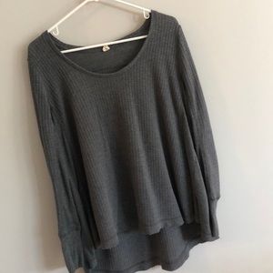 Grey high low sweatshirt with thumb holes